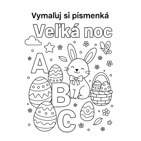 Veľkonočný PDF set 28 strán na vymaľovanie písmen a veľkonočných motívov. Ideálne na rozvoj grafomotoriky, koncentrácie a jemnej