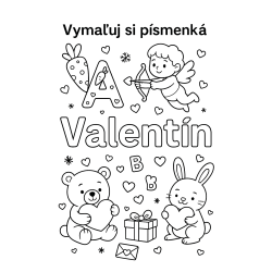 Vymaluj si písmenká Valentín