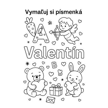 Vymaluj si písmenká Valentín