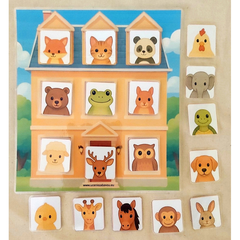 8 okien Zvieratká - Predložkový domček