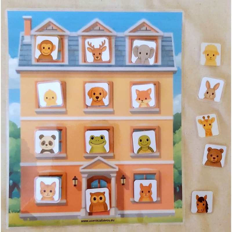 11 okien Zvieratká - Predložkový domček