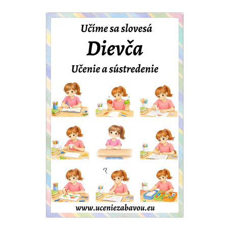 Učíme sa slovesá Dievča - Učenie a sústredenie