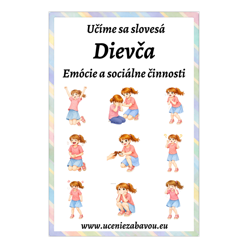 Učíme sa slovesá Dievča - Emócie a sociálne činnosti