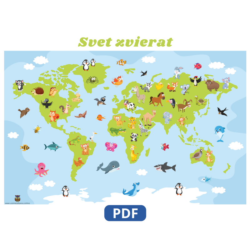 Plagát Svet zvierat – PDF plagát A3 | Učenie hrou, zvieratá sveta