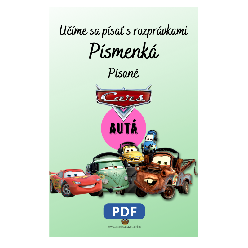 Učíme sa písať písané písmenká s rozprávkami Autá – Pracovný zošit pre deti | Učenie zábavou