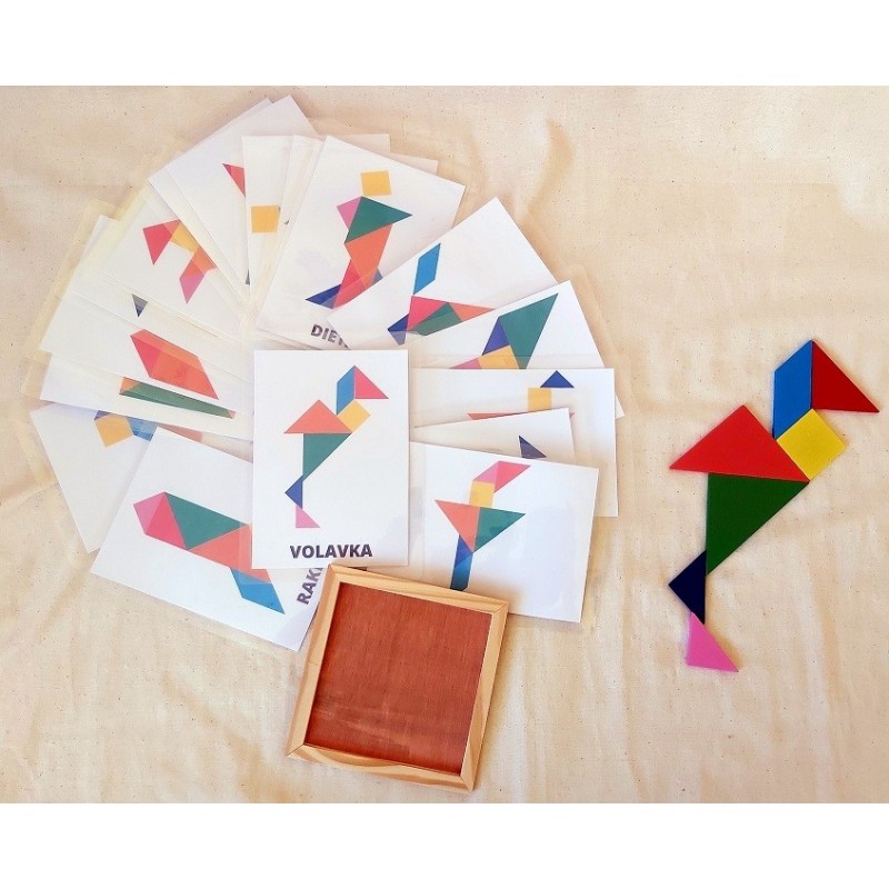 Tangram - 1. úroveň - základná sada drevenný   Učenie zábavou